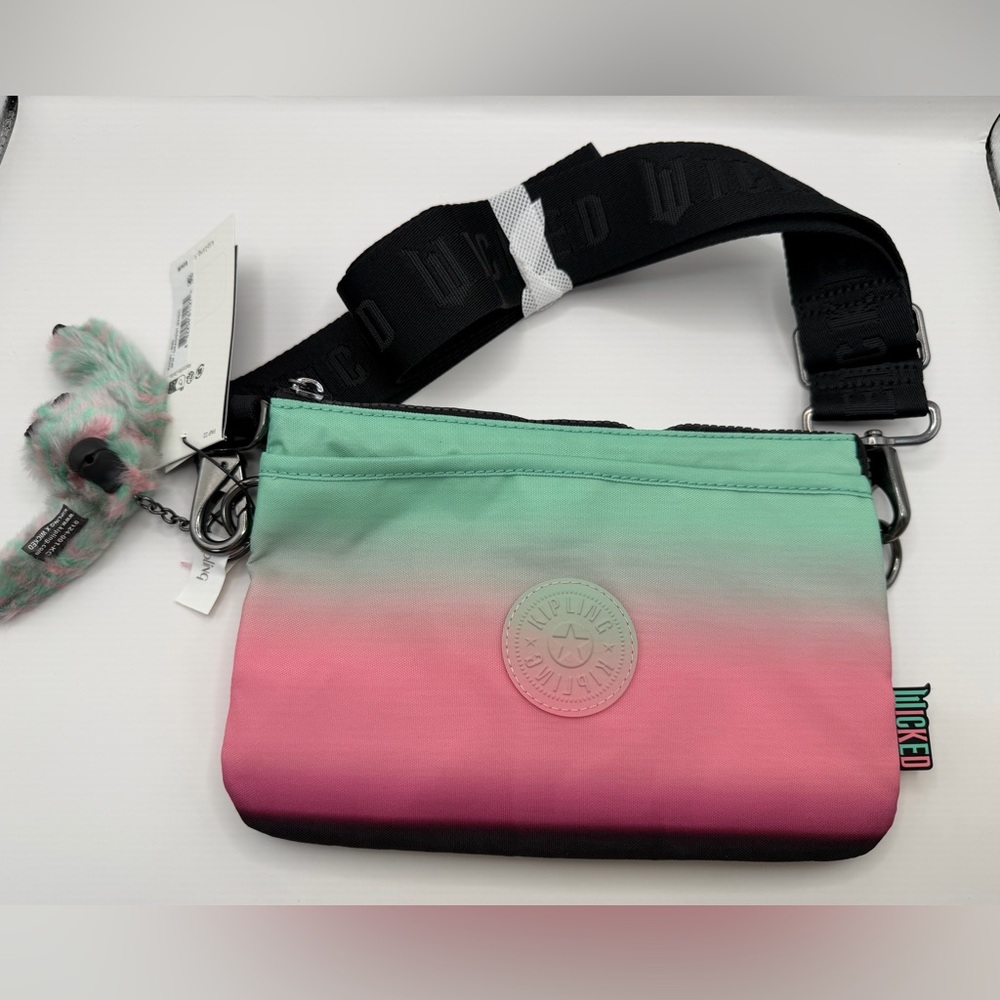 Kipling Wicked RiRi Gradient Crossbody with Pink and Green Monkey bag charm NWT - Picture 3 of 16
